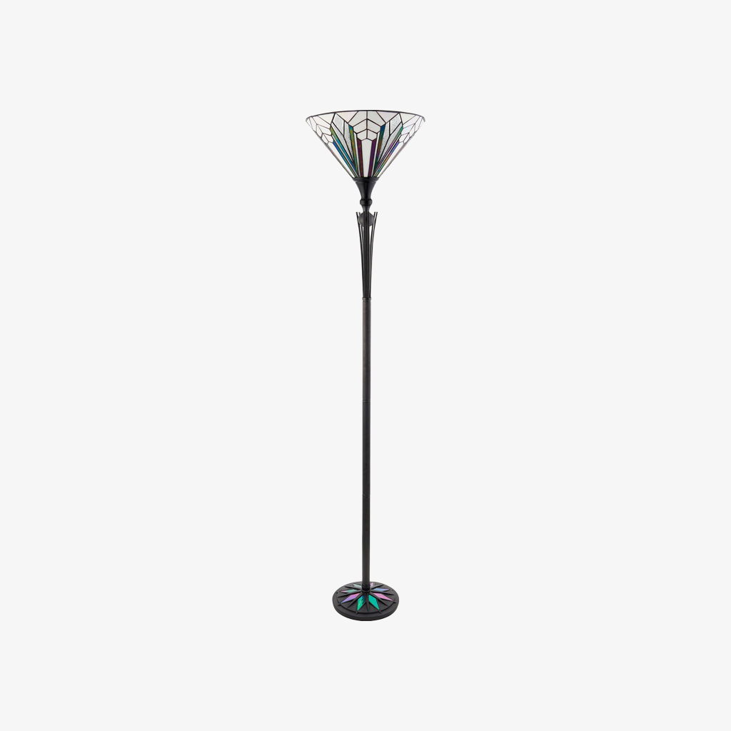 TF Astoria Tiffany Style Uplighter Lamp – Textured Glass Shade for Home and Office Ambience