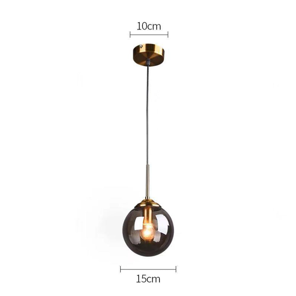 Nordic Glass Orb Pendant Light - Modern Ball Fixture for Dining Room