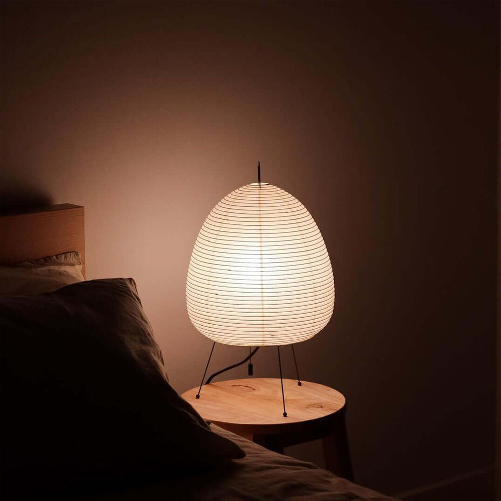 Japanisch inspirierte Papiertischlampe – Maulbeerpapierlampe fürs Schlafzimmer
