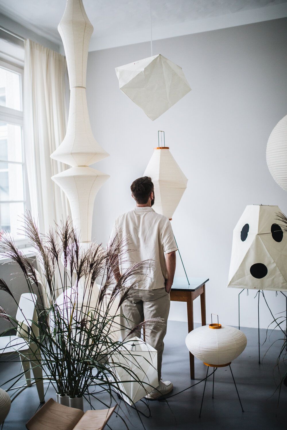 White Handcrafted Mulberry Paper Swag Light