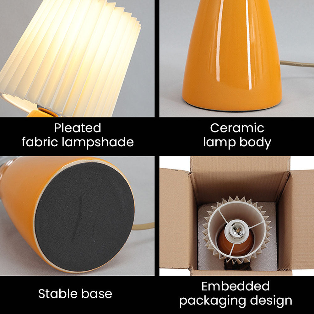 Modern Mini Table Lamp - Simple Fabric Shade with Metal Base