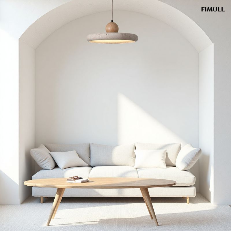 Travertine Flying Saucer Natural Pendant Light