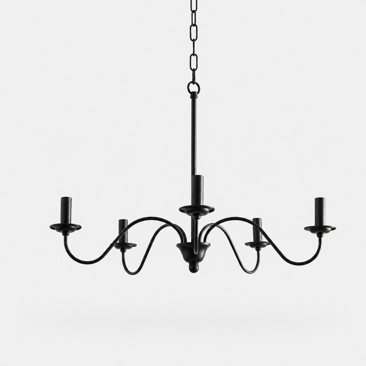 Vintage Black Iron Candle-Style Chandelier
