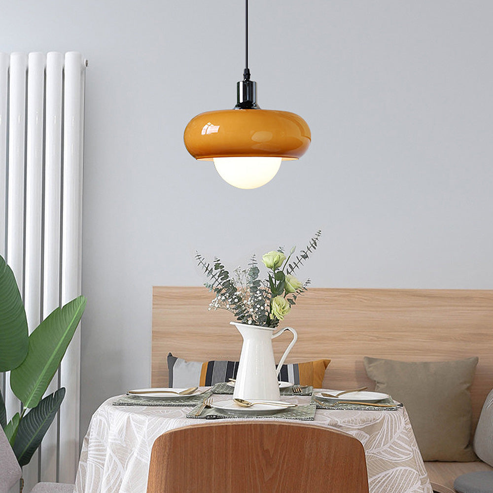 Bauhaus Glass Pendant Light - Coffee Dome Lamp for Dining Room