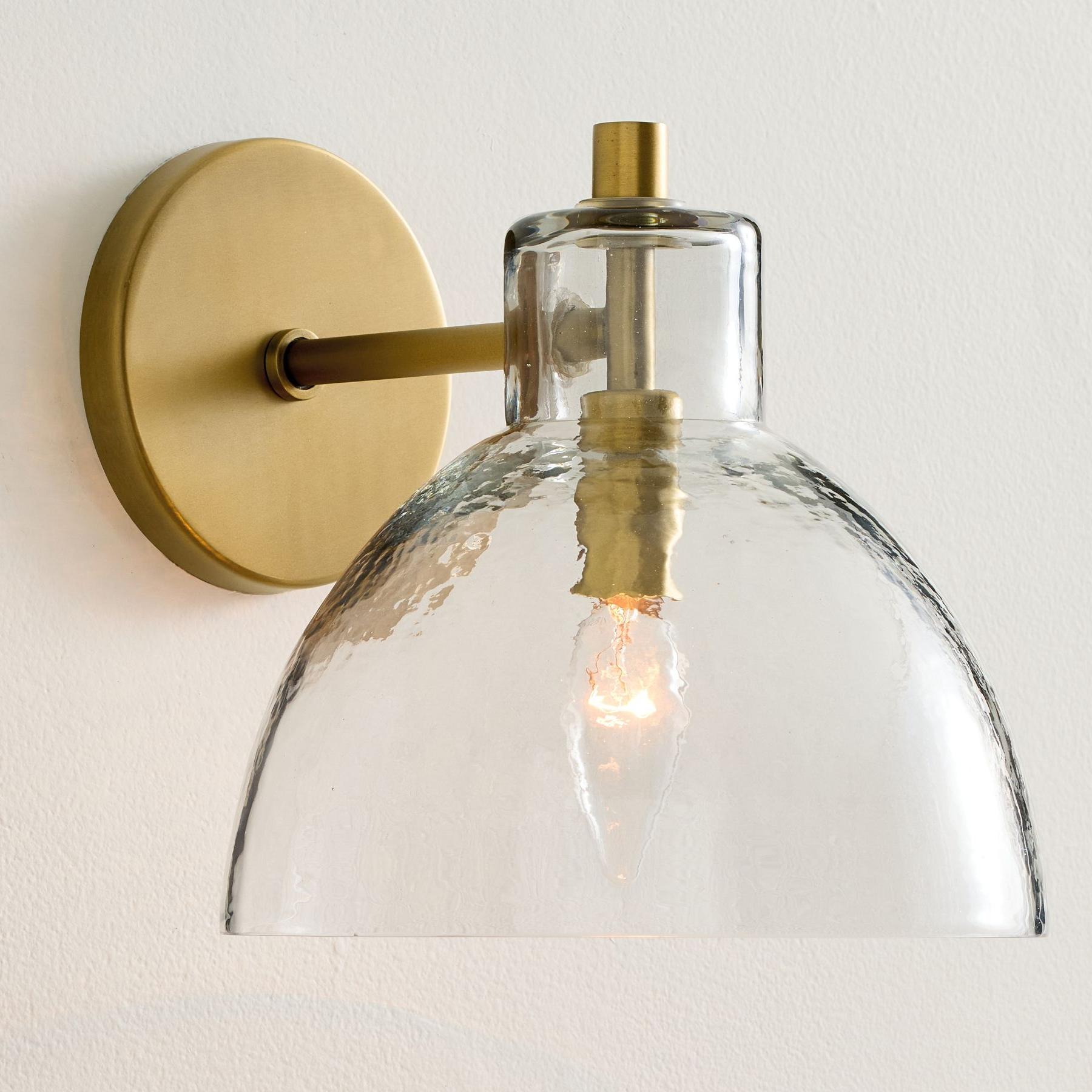 Glavira Recycled Glass Double Sconce - Indoor Brass Wall Lighting