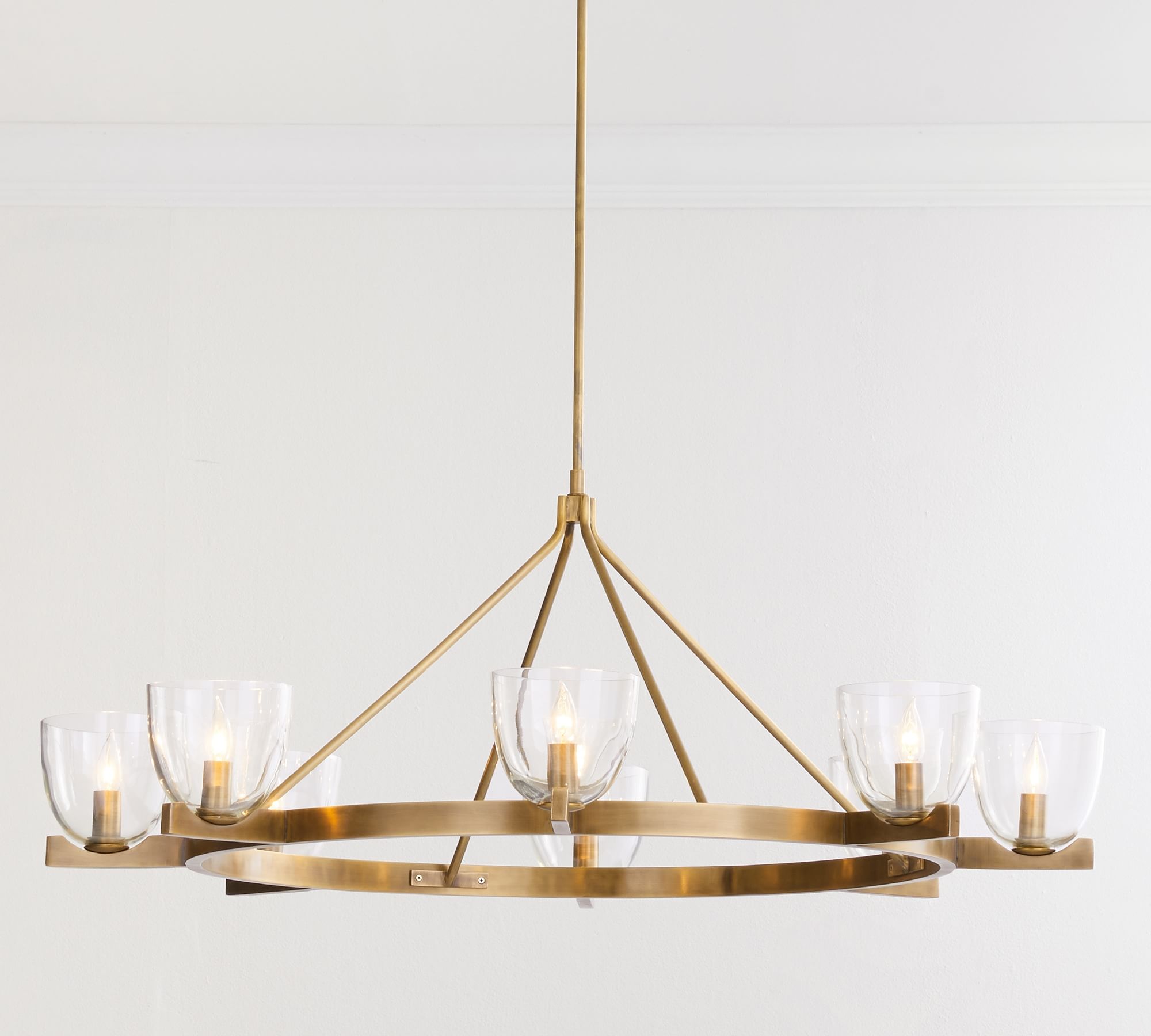 Auria Hand-blown Glass Metal Chandelier - Contemporary Brass Design