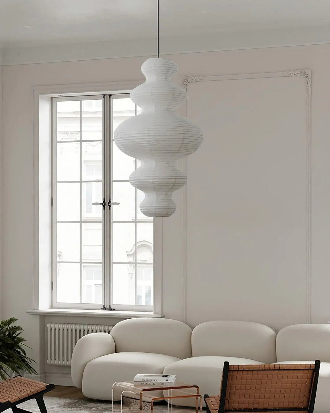 Sculptural Rice Paper Pendant Lamp - Luxurious Lamp for Bedroom