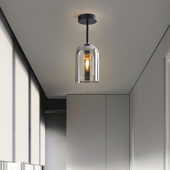 Clear Glass Pendant Light - Modern Cylindrical Lamp For Hallway