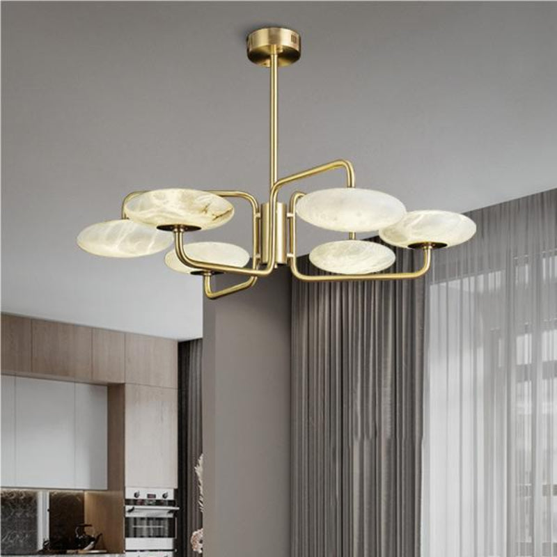 Classic Unique Disc Alabaster Chandelier