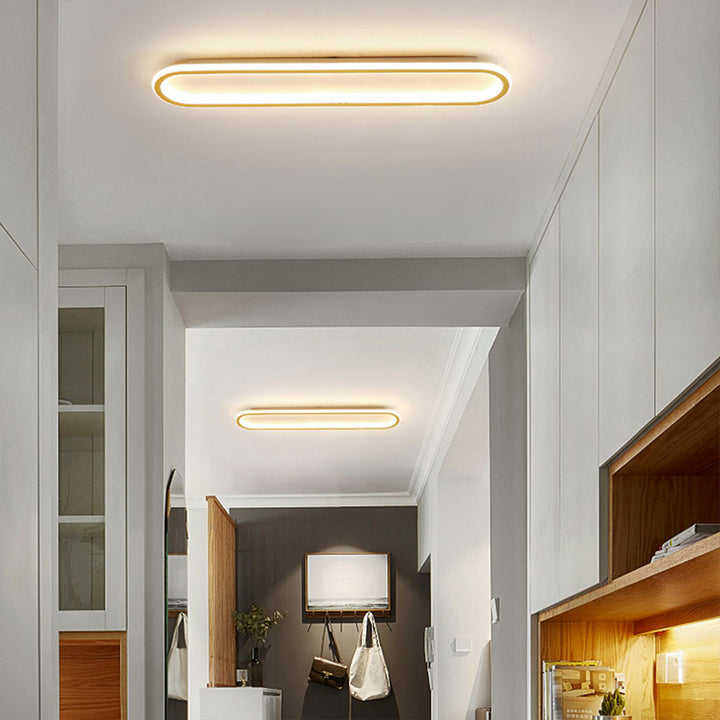 Oval LED Ceiling Light - Gold Art Deco Design Lamp for Modern Homes
