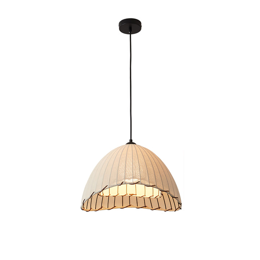 Wabi Sabi Pendant Light - Linen Shade Ceiling Fixture with Soft Glow
