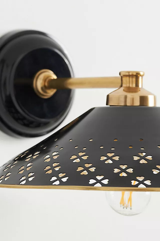 Auriglow Brass Wall Sconce - Perforated Modern Wall Light for Hallway