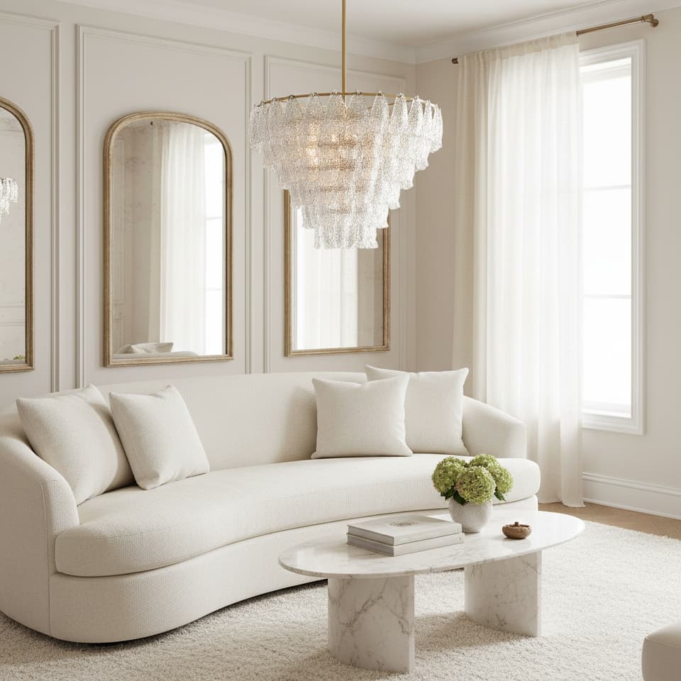 Lumvey Glass Round Chandelier - Elegant Pendant Light for Dining Room and Living Room