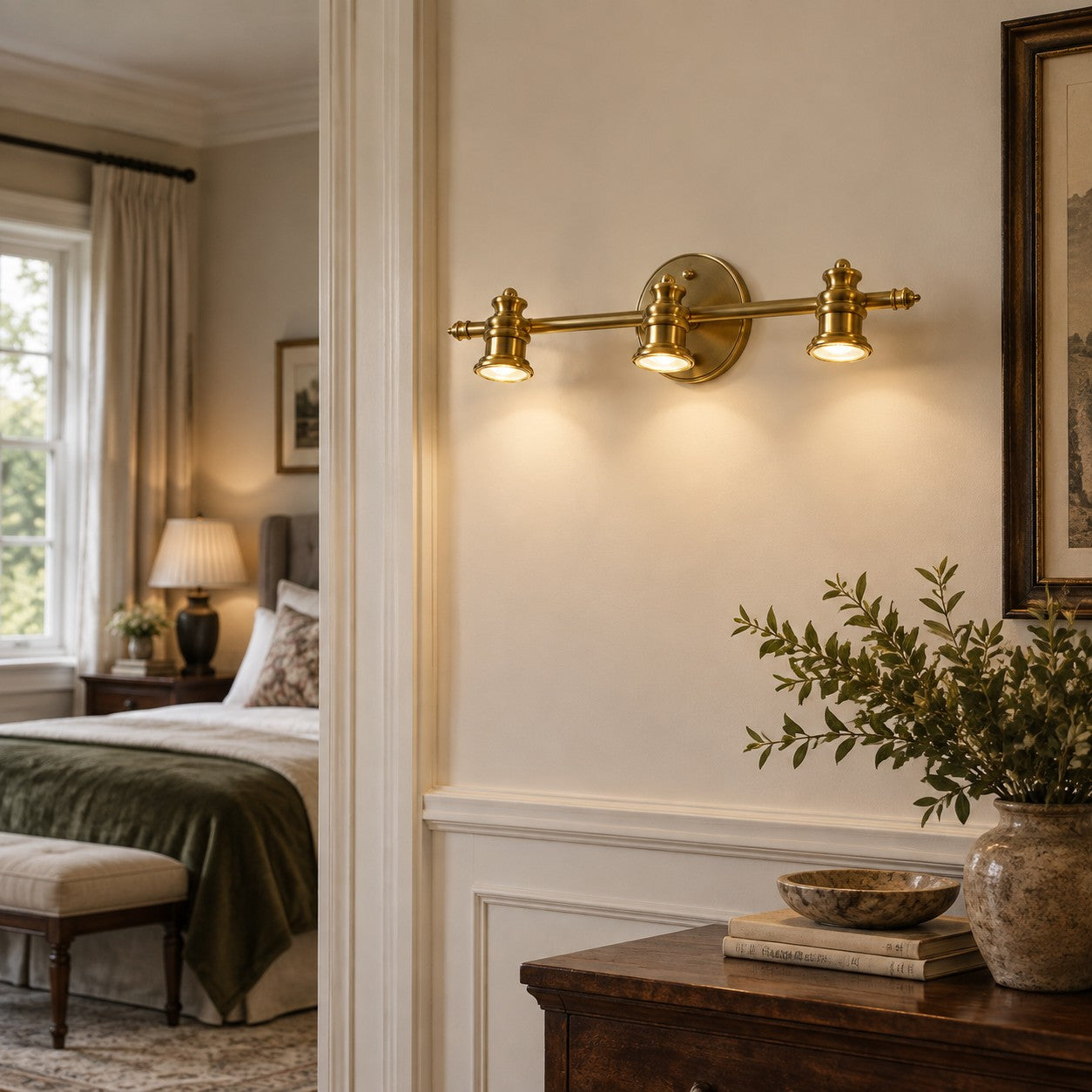 Aurelia Brushed Brass Adjustable Vanity Wall Light