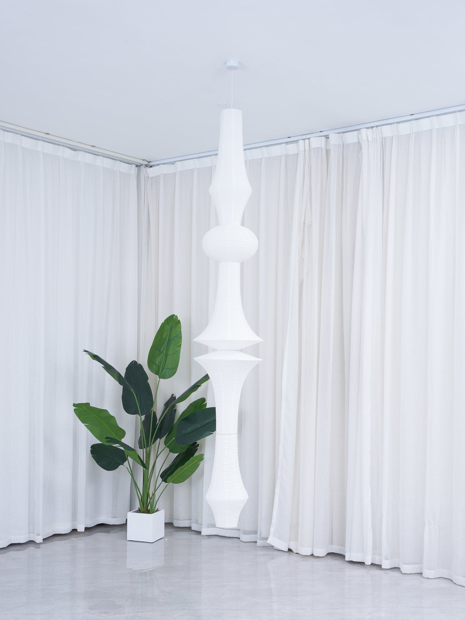 Washi Paper Pendant Light - Japanese Handcrafted Lamp for Living Room