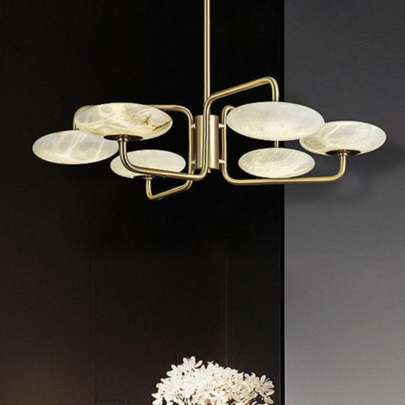 Classic Unique Disc Alabaster Chandelier
