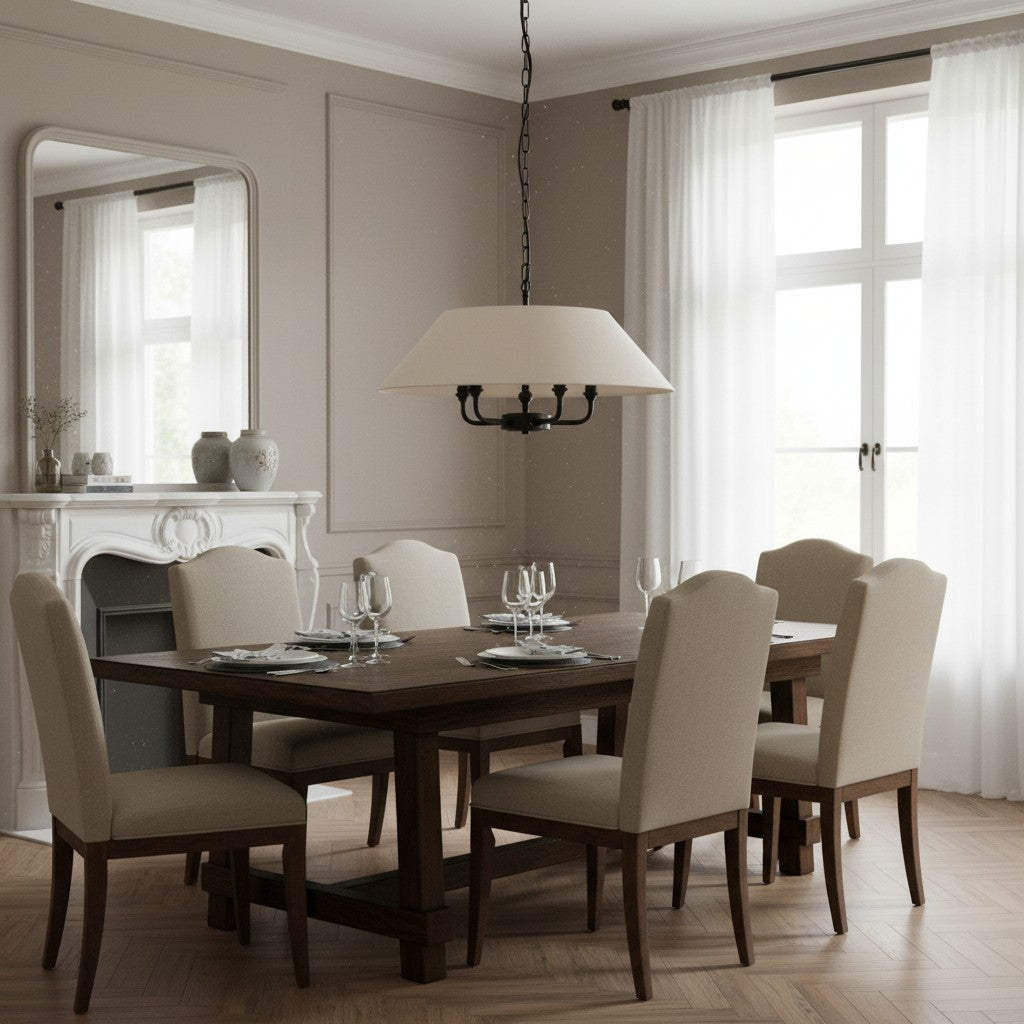 Zevatik Pendant Lamp with Linen Shade – Classic Multi-Light Design for Dining and Living