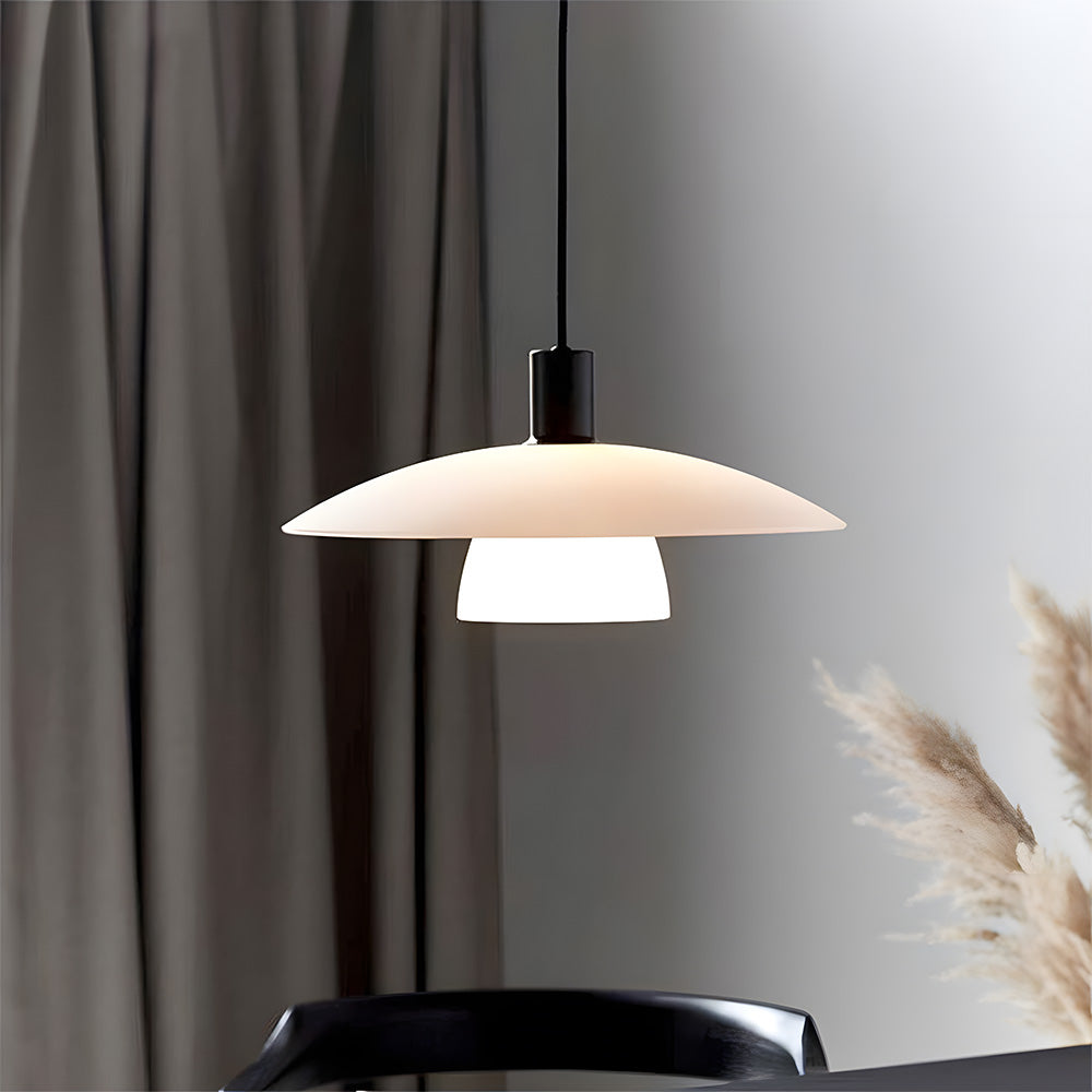 Modern White Glass Pendant Lights - Frosted Design for Living Room