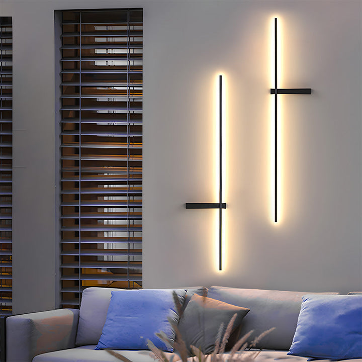 IP54 Outdoor Wall Light - Modern Black LED Strip Lighting