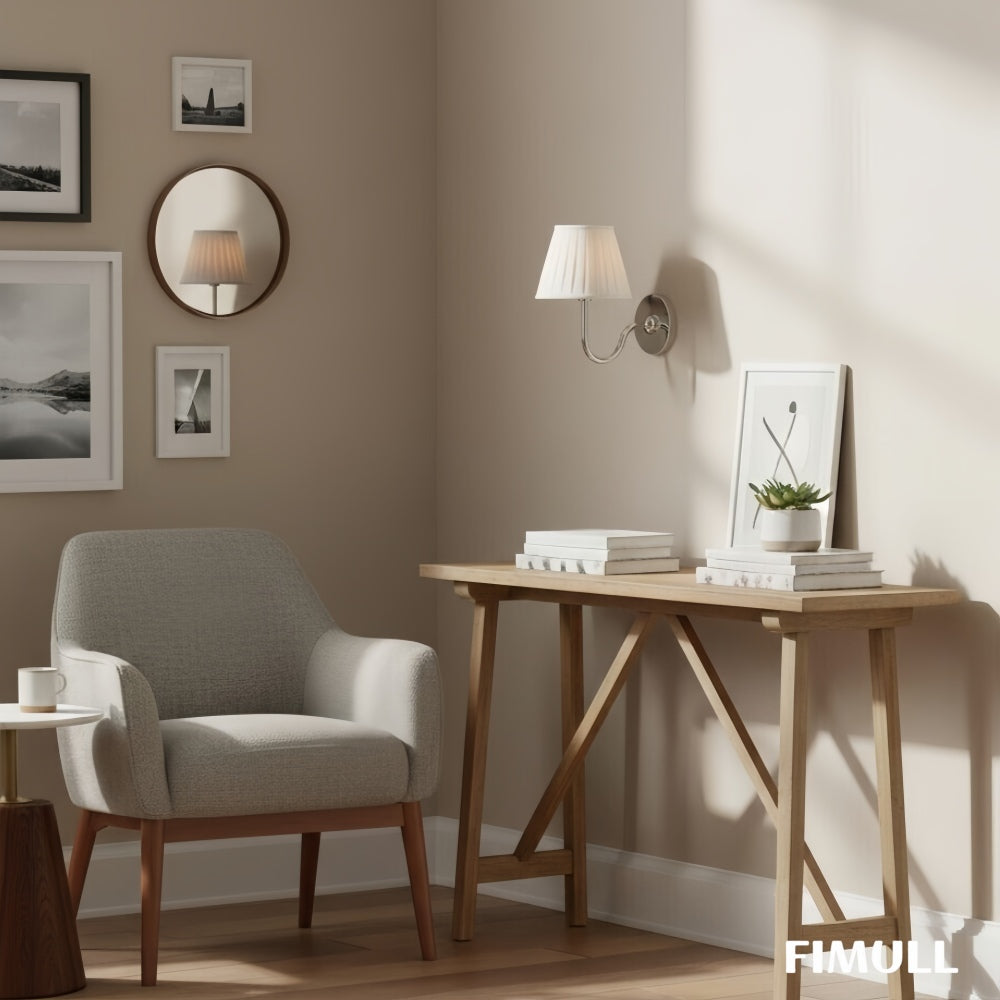 Luvora Pleated Shade Wall Lamp – Modern Brass Linen Lighting