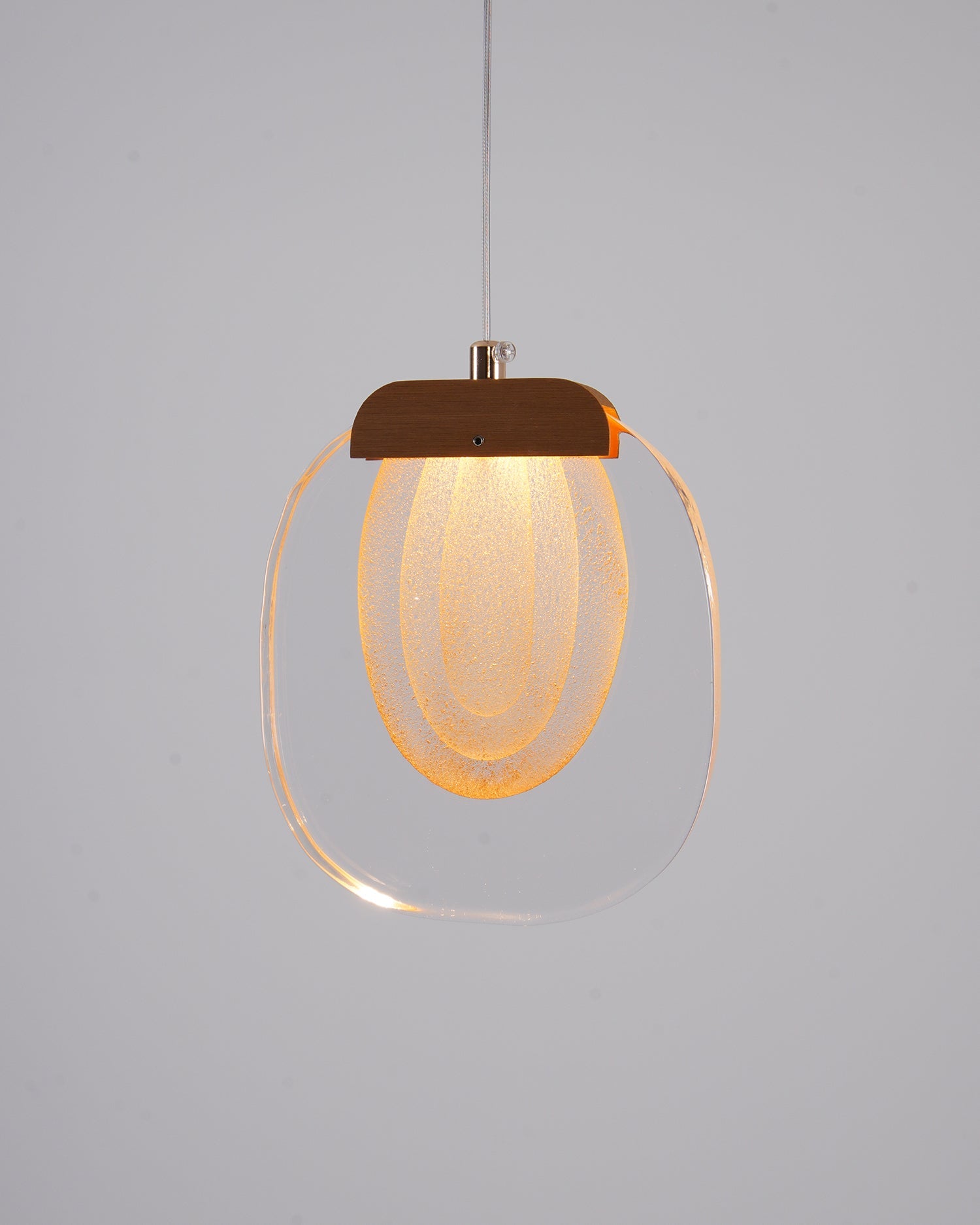 Clear Rippled Glass Plug-In Pendant
