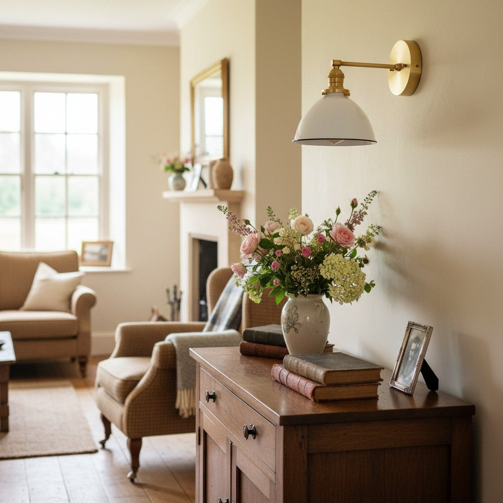 Conique Wandleuchte aus Metall – Weißer Metallschirm – Industrielle moderne Beleuchtung