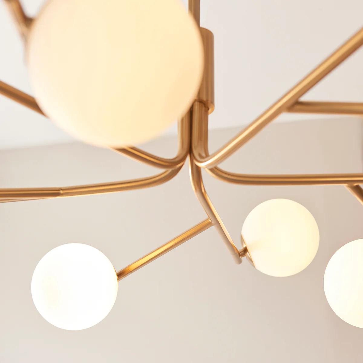 Tivara Mid-Century Modern 10-Light Pendant – Chandelier with Globe Shades for High Ceilings