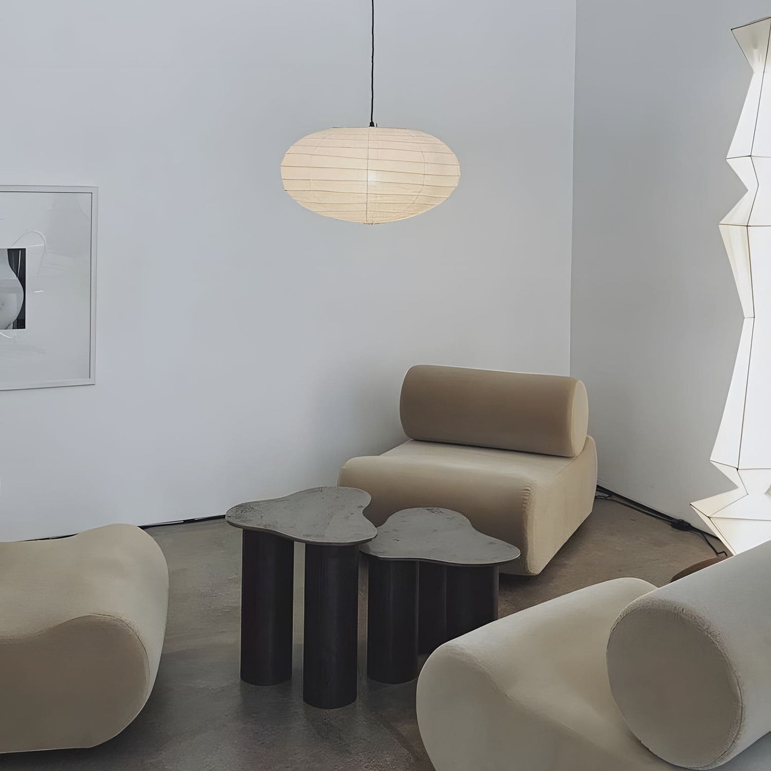 Washi Paper Pendant Lamp - Minimalist Japanese Light for Bedroom Decor