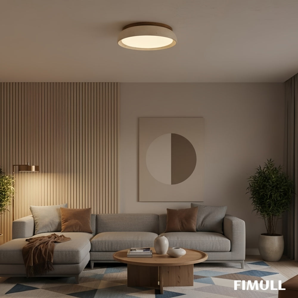 Organic Stone Round Ceiling Light – Minimal Accent Lighting for Entryway