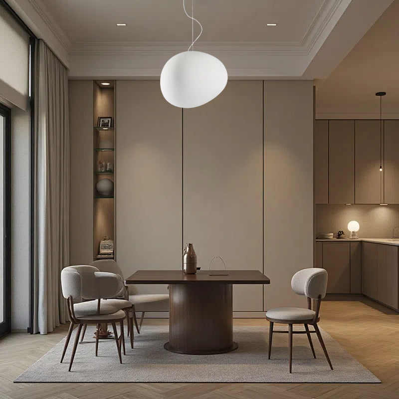 Gregg Pendant Light - Glass Opal Pebble Lamp For Living Room