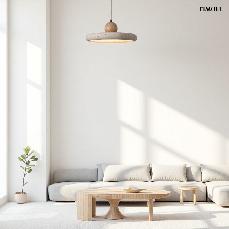 Travertine Flying Saucer Natural Pendant Light