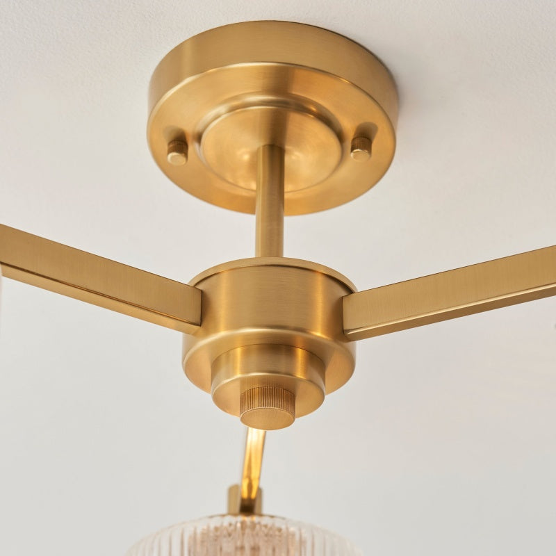 Canovus Ceiling Fixture with Ribbed Glass - Industrial Metal Living Room Light