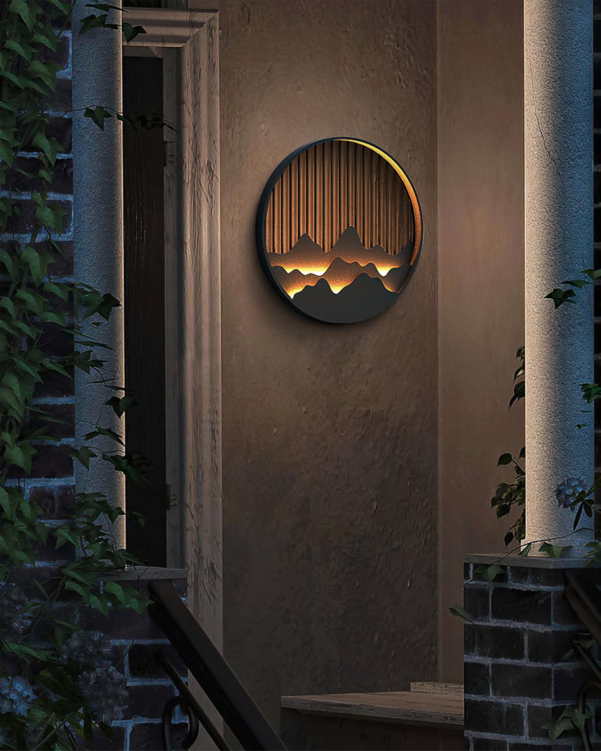 Mountain Outdoor Wall Lamp - Modern Circular Metal Light for Garden