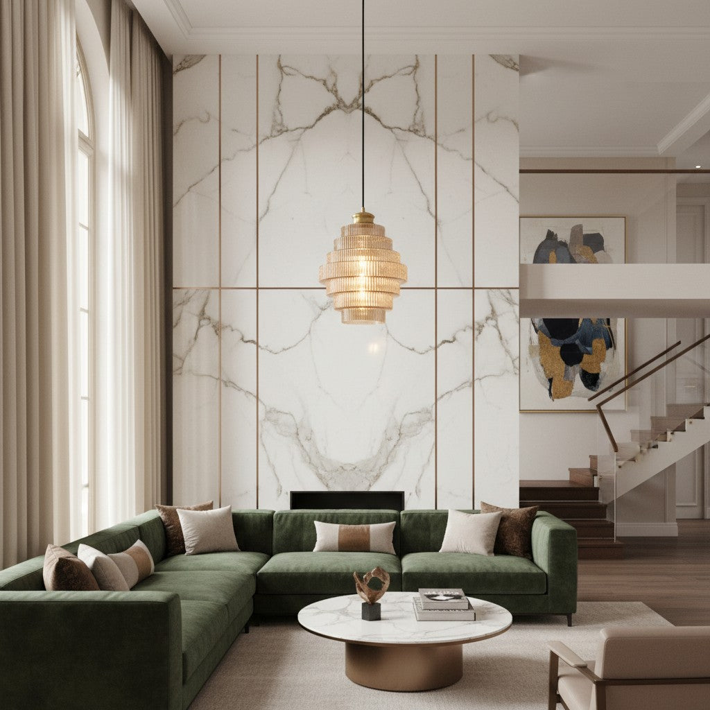 Bottis Vertical Stripe Bottle Pendant - Modern Vintage Glass Pendant Lamp for Lounge