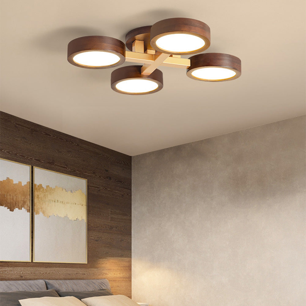 LED Ceiling Light – Modern Iron Wood Fixture for Bedroom Ambiance