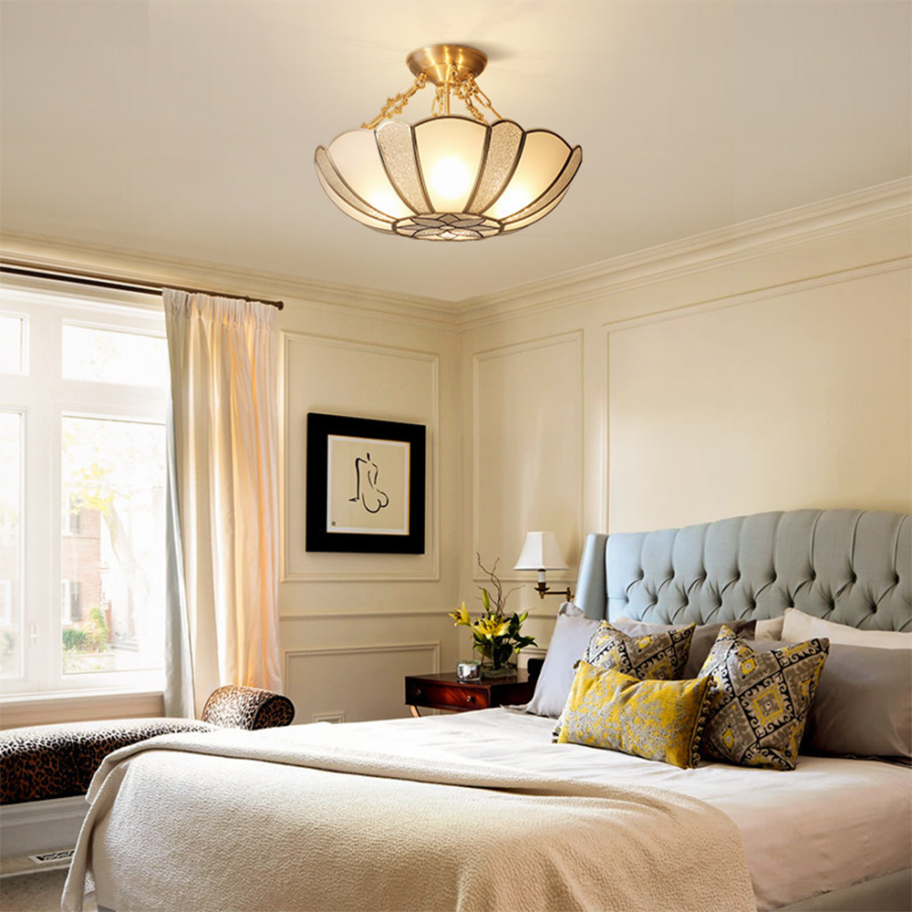Semi Flush Ceiling Lamp - Traditional Glass Multi-Light Fixture