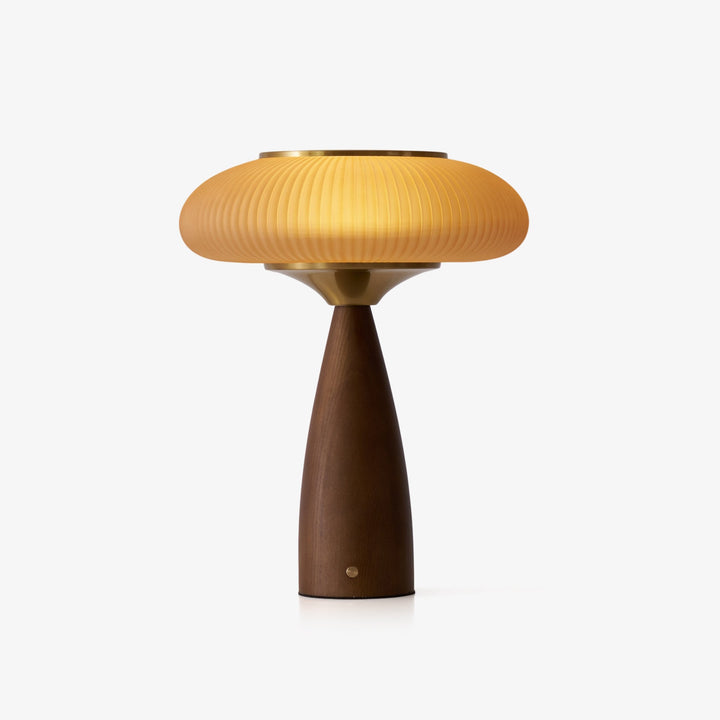 Wiederaufladbare Tischlampe aus Holz – Tischlampe für Zuhause mit Glasschirm