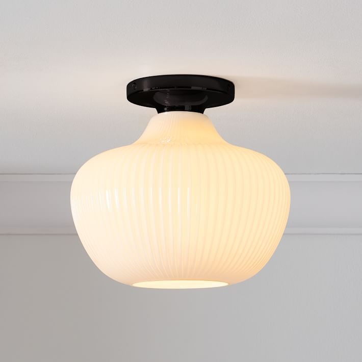 Rivrona Glass Flush Mount Ceiling Light - Modern Champagne Globe Design