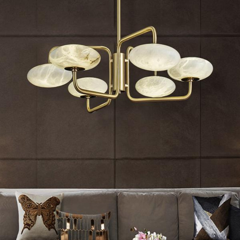 Classic Unique Disc Alabaster Chandelier