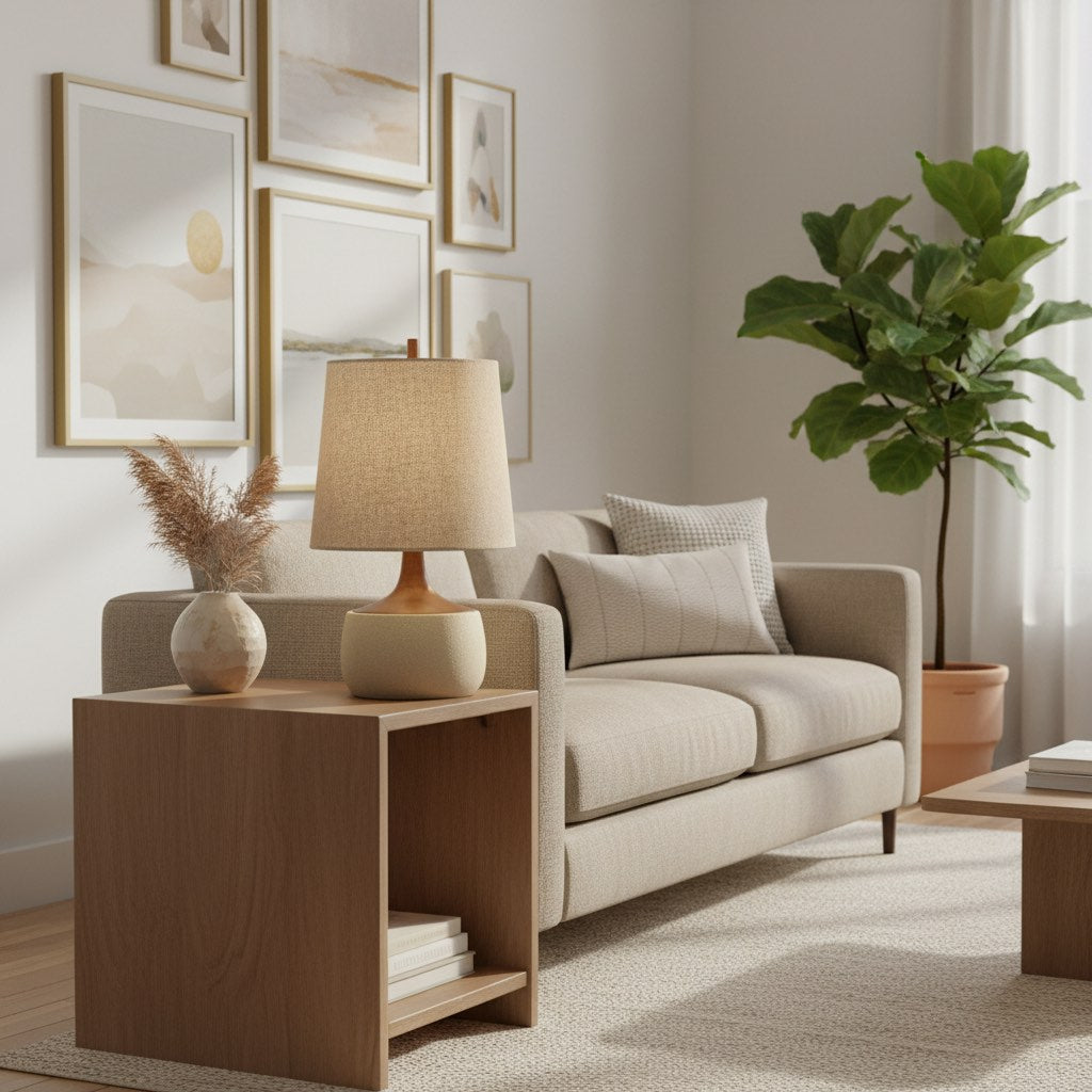 Avero Contemporary Table Lamp - Textured Ceramic Design for Living Room and Office