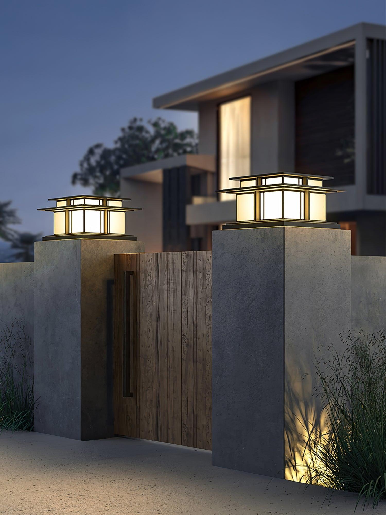 Solar Outdoor Pillar Light - Waterproof Modern Post Lamp for Pathways