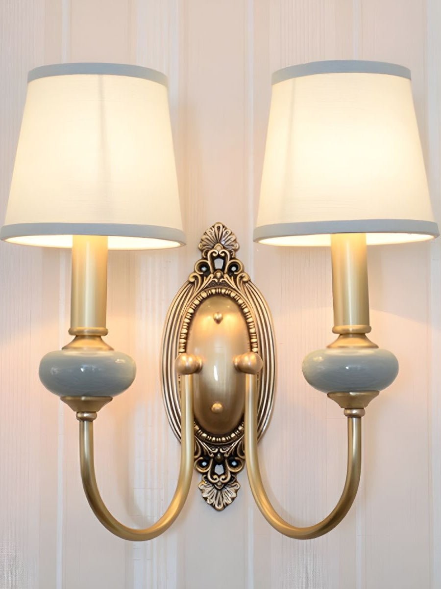 Classic Fabric Shade Sconce - Ceramic Wall Light for Hallway or Bedroom