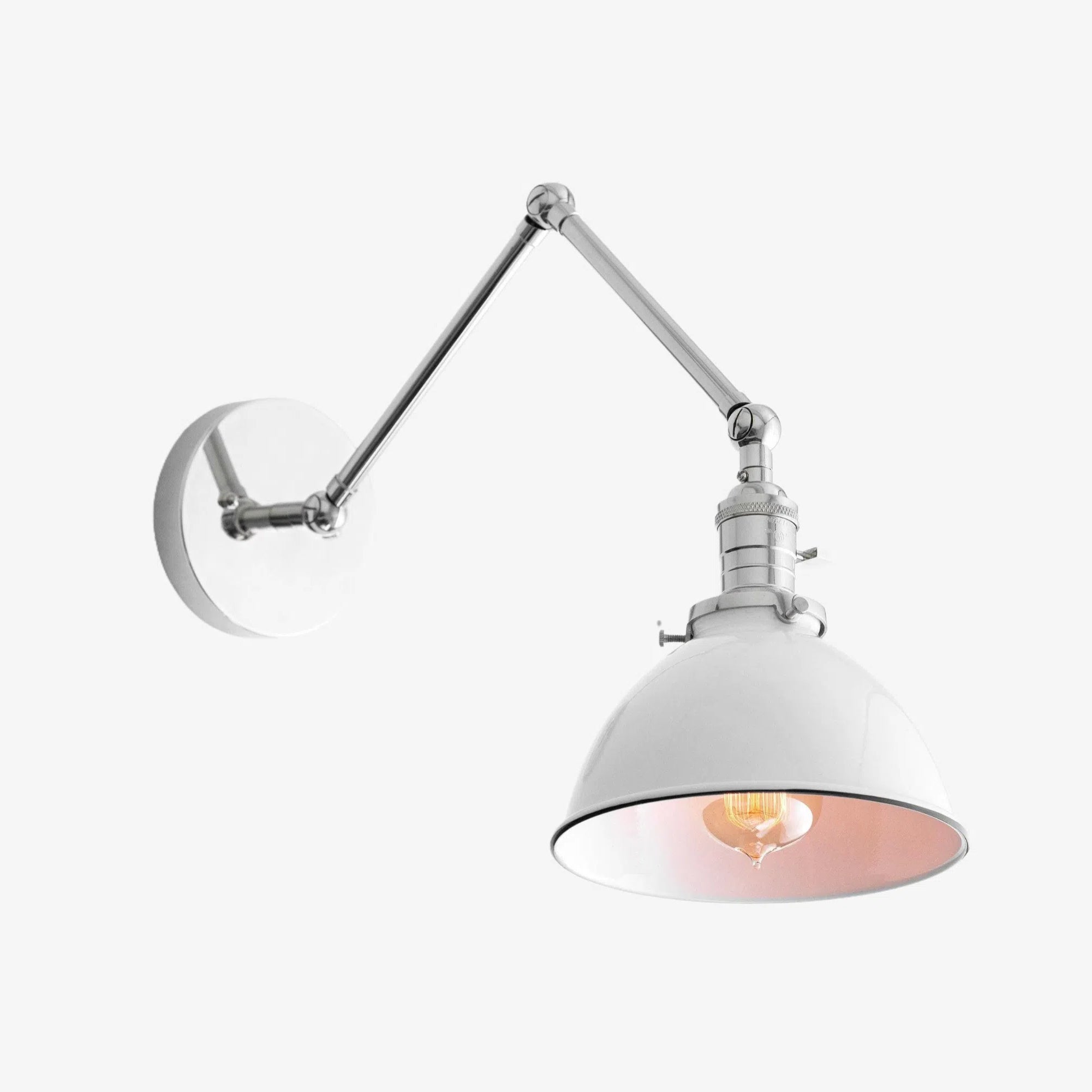 Conique Metal Vintage Industrial Swing Arm Wall Lamp - Adjustable Dome Shade for Study