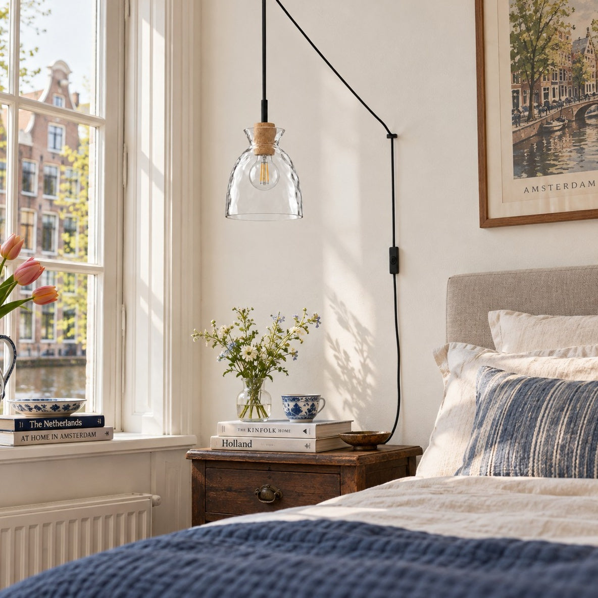 Sculptural Ripple Glass Pendant Lamp