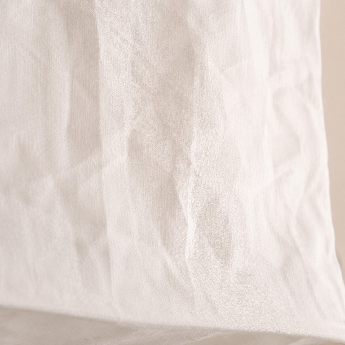 Close view of the natural linen shade texture