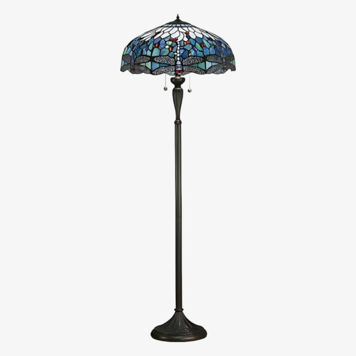 TiffStar Art Glass Floor Lamp with Ornamental Pattern Shade – Standing Light for Living Rooms