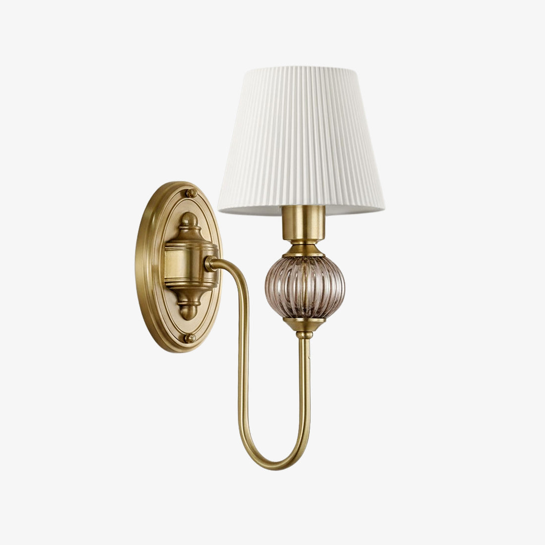 Rowanea Ceramic Wall Sconce with Fabric Shade and Metal Finish - Farmhouse Modern Hallway Light