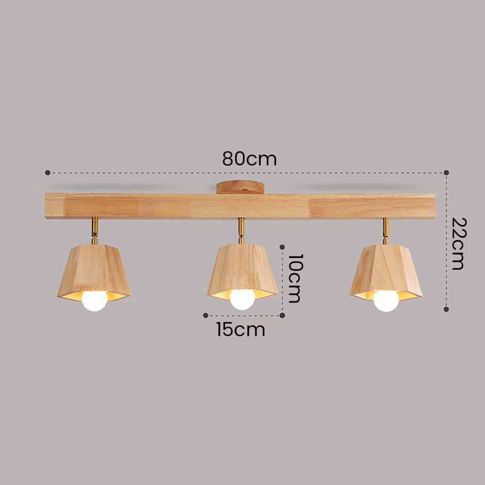 Adjustable Wood Ceiling Light - Polygons Track Light for Living Room