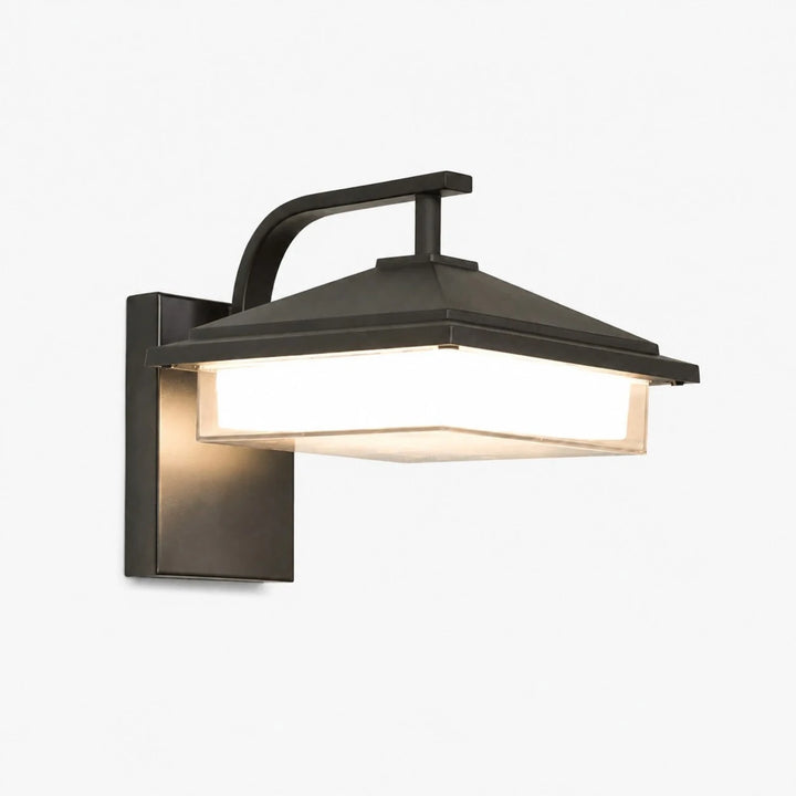 Square black glass outdoor wall light