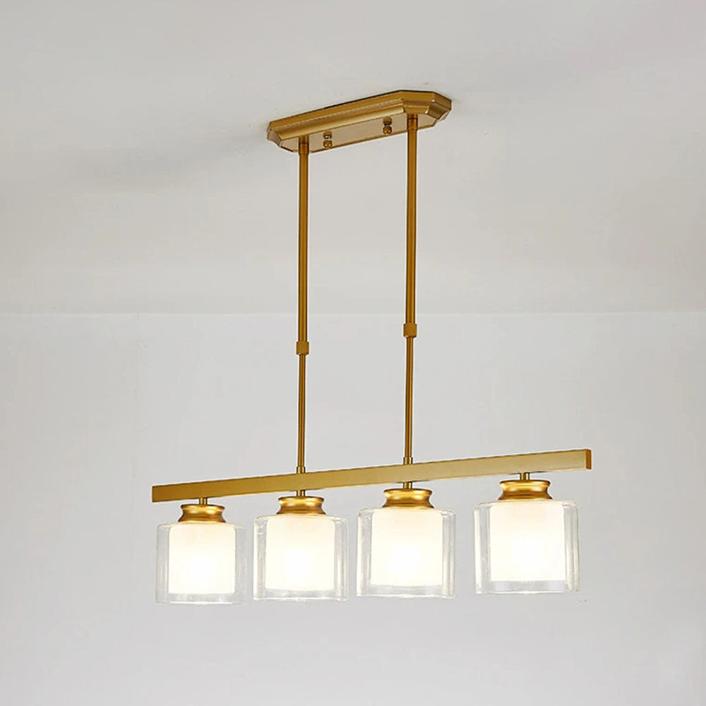 Kitchen Island Pendant Light - Modern Adjustable Height Glass Lighting